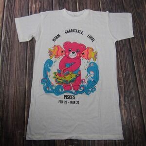 Vintage Inner World Pisces Bear Shirt Teens One Size White Single Stitch Tee